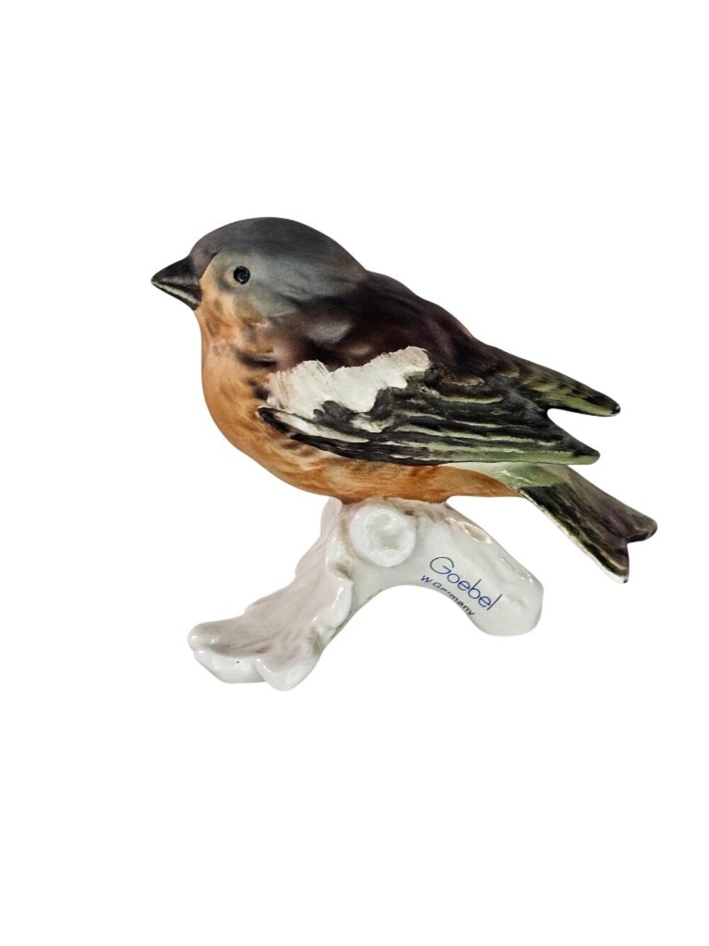 Vintage Goebel Matte Porcelain Chaffinch #38023-06 Bird Figurine On Branch *CHIP